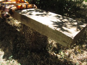 Bench made from Recycled Wood & Tree Stumps